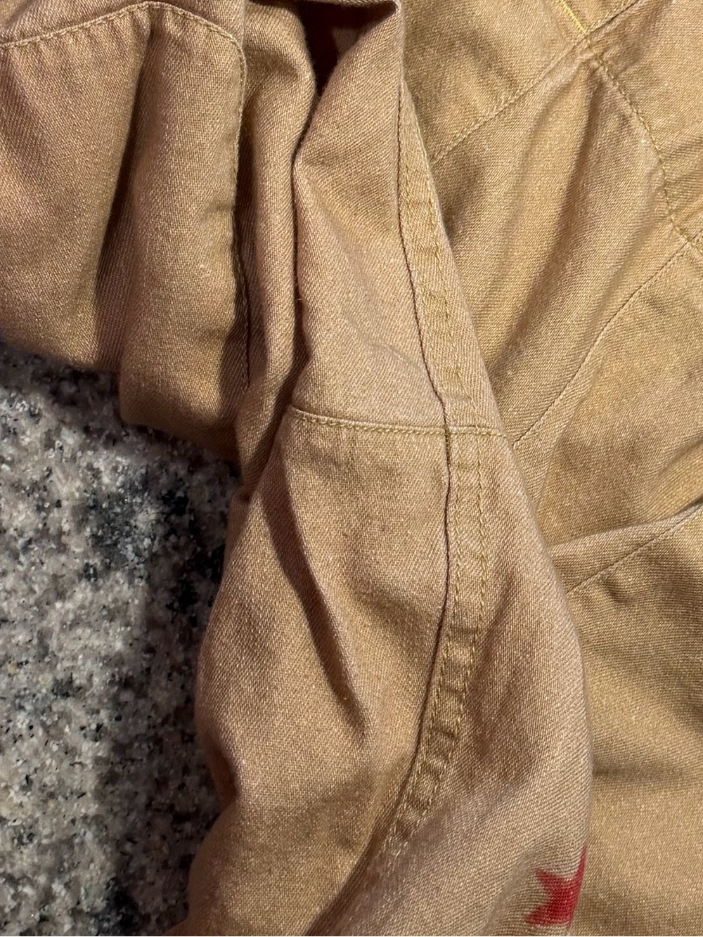 We The Free Breezy Printed Denim Pull On Jeans Size Medium Khaki Combo Pockets - Picture 15 of 16